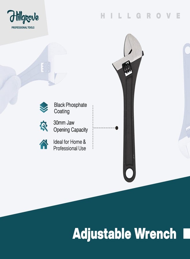 Hillgrove Universal Multi-Function Professional 10 inch with 0-30mm Opening Capacity Adjustable Wrench Spanner Hand Tool Single Sided Open End Wrench (Pack of 1) - Image 3